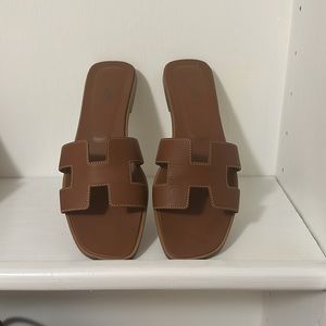 Authentic Hermes Gold Oran Sandals